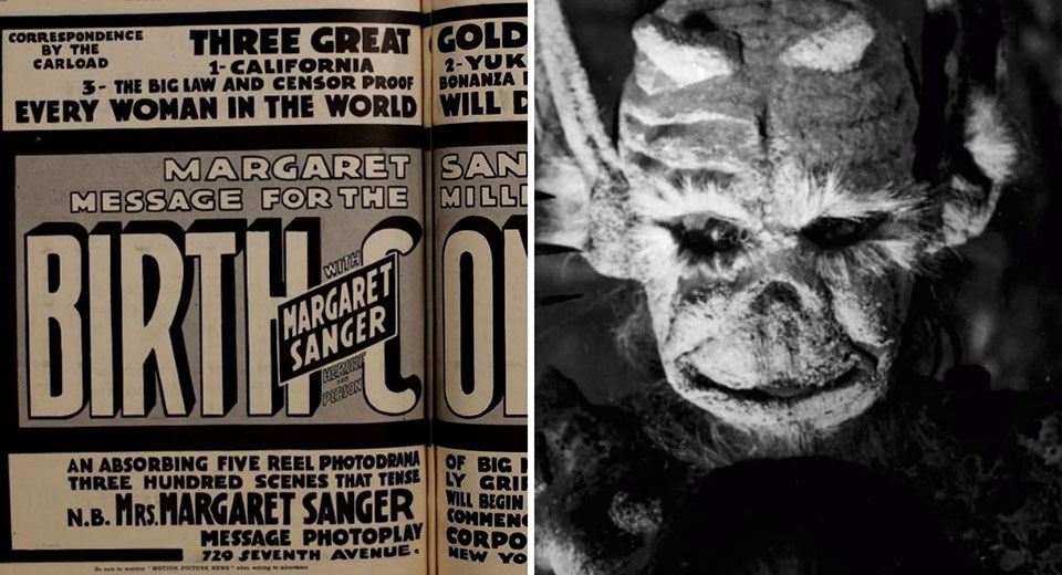 Early promo for Margaret Sanger's silent film Birth Control aside still from the silent film Häxan