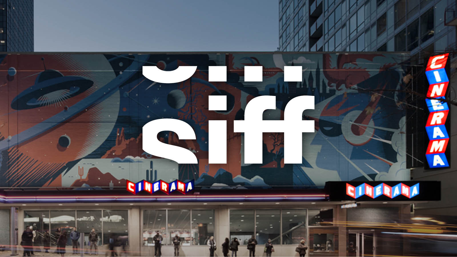 SIFF logo and the Seattle Cinerama Theater