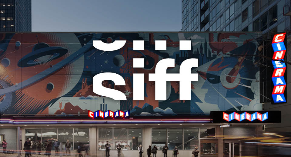 SIFF logo and Seattle Cinerama Theater