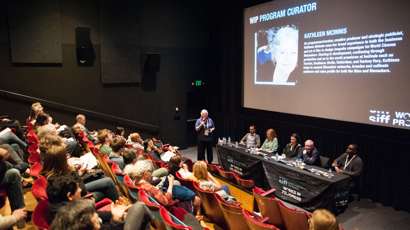 New Works-in-Progress Forum event 2019 at SIFF Film Center. Photo by Elizabeth Crook.
