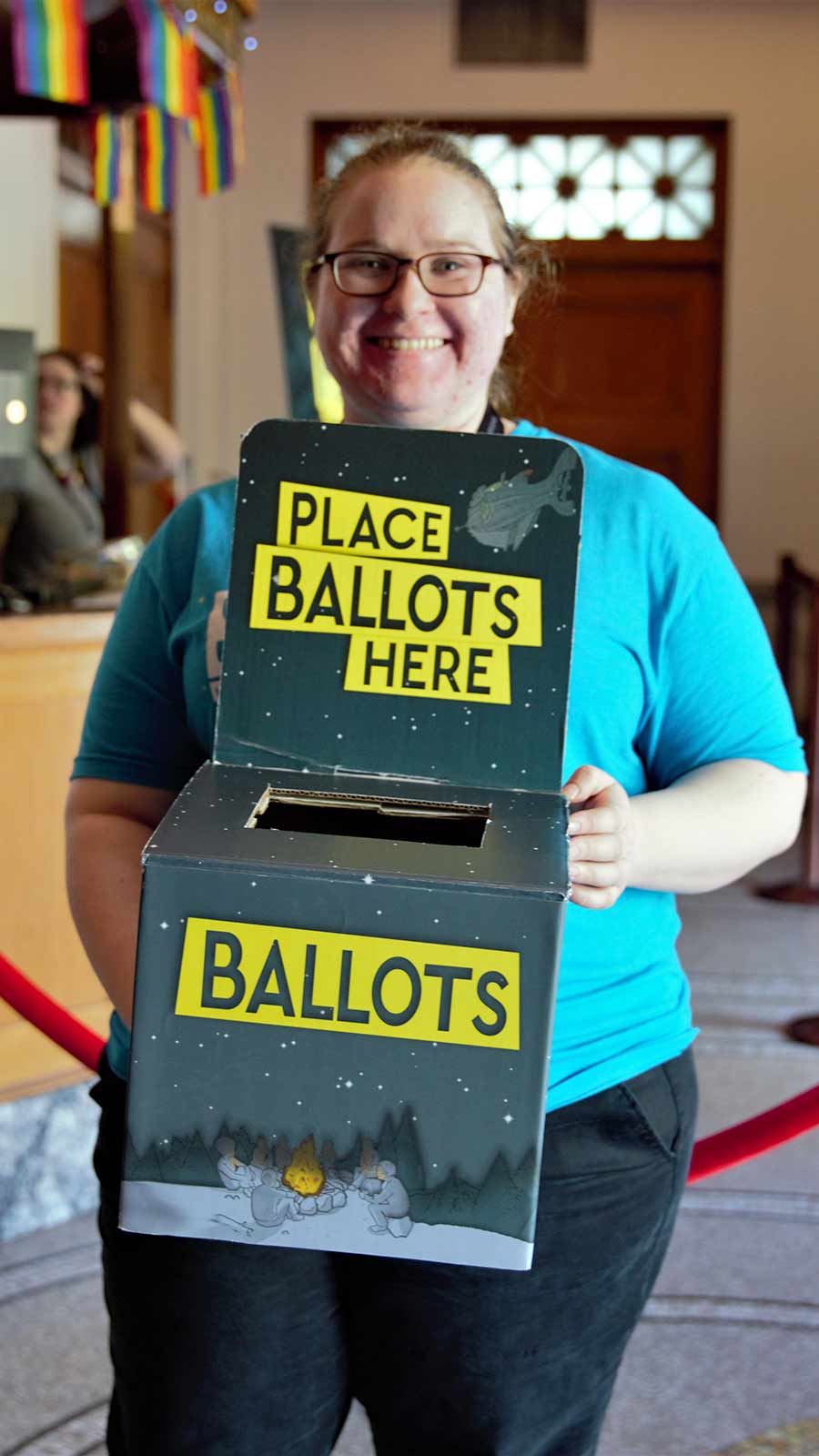 Volunteer with Ballot Box