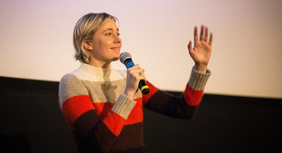 Greta Gerwig Waving