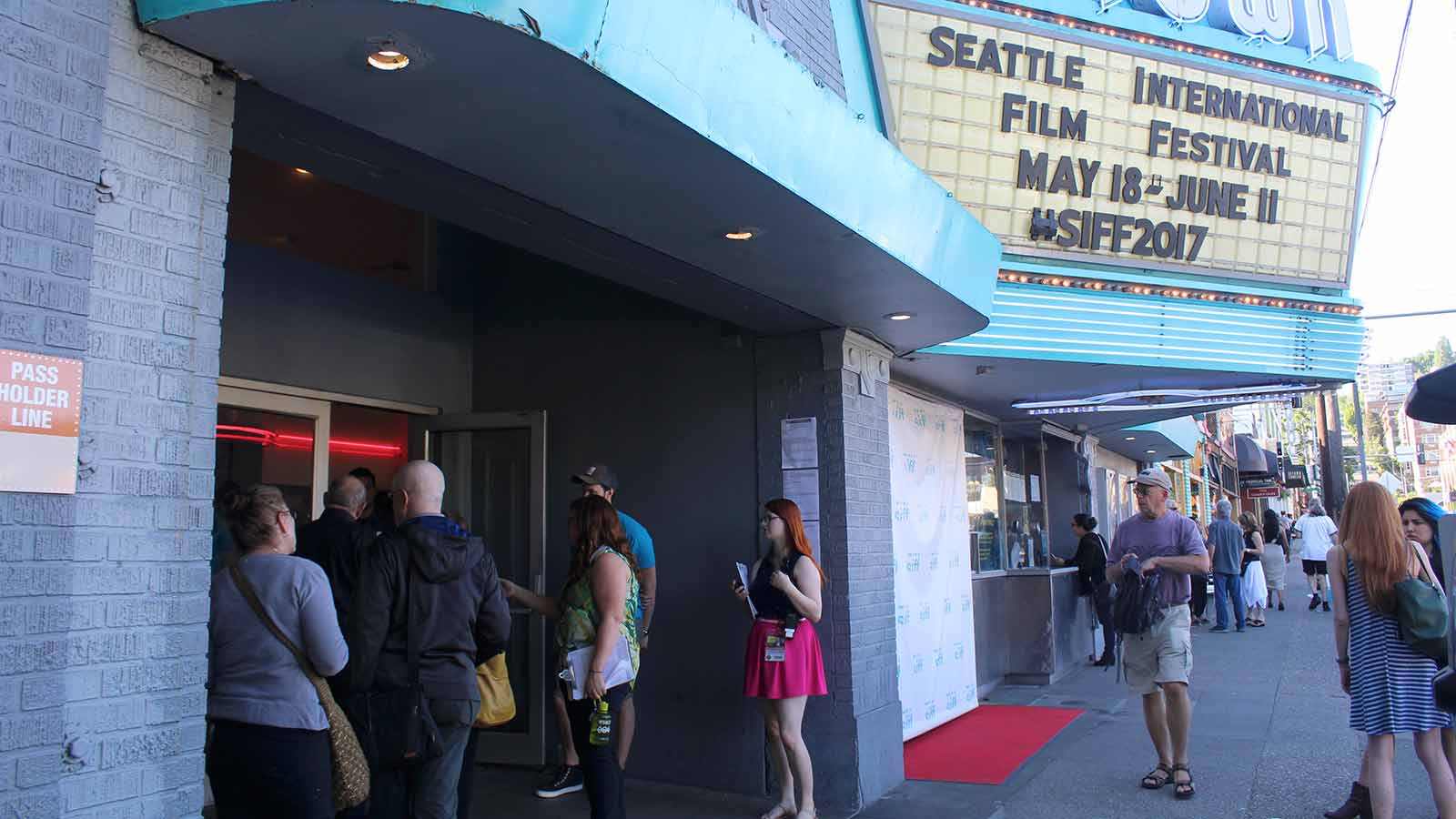 Outside the Uptown at the presentation of Neighbors for ShortsFest